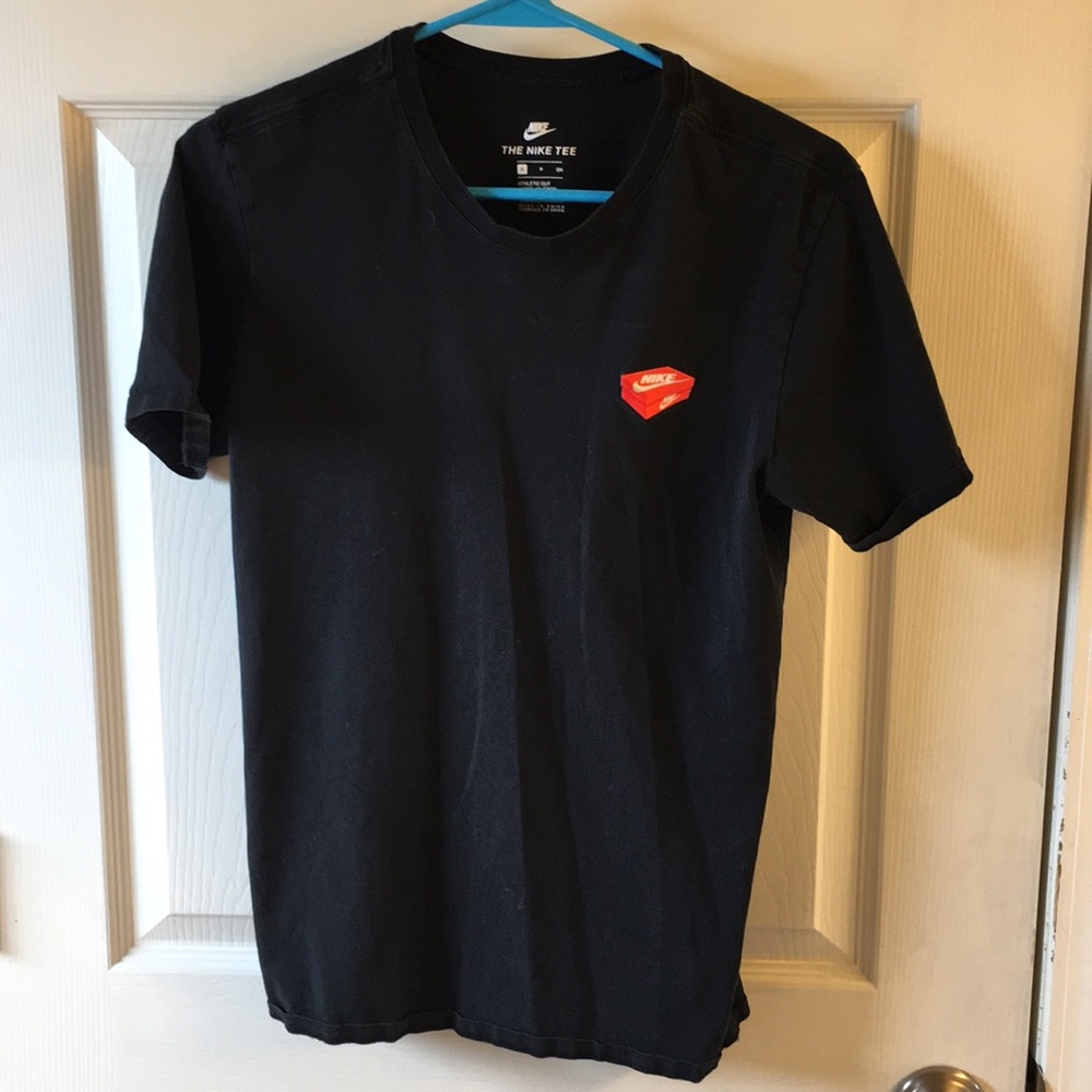 Black Nike Tee with orange box logo